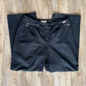 St John Sport Marie Gray Black Wide Leg Pants with Zipper Details Black 12